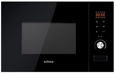 EDESA Mikrowelle EMW-2020-IG BK, Einbau, 20 l, 800 W und Grill, 1000 W, Innengehäuse aus Edelstahl, Auftau- und Heizfunktionen, Breite 59,5 cm, Schwarz