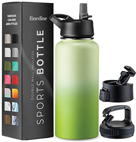 Triple-Insulated Stainless Steel Water Bottle with Straw Lid - Flip-Top Lid - Wide-Mouth Cap (32 oz) Insulated Water Bottles, Keeps Hot and Cold - Sports Canteen Water Bottle