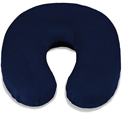 VIRSUS 1 Cuscino per il collo da viaggio in memory foam ortopedico, ideale per la cervicale, comodo e morbido relax in auto treno aereo Vari Colori (Blu) - C
