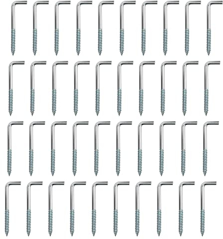 Srup 40 StückSchraubhaken mit Schlitz, L Hakenschrauben, Winkelhaken zum schrauben, L-Haken galvanisch verzinkt Stabile Schraubhaken für das Aufhängen von Bildern, Wandregalen