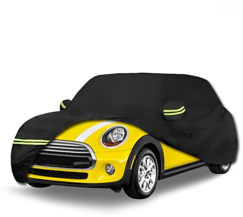 Housses de Voiture imperméables pour Mini Cooper/Cooper S 2002-2021 (Noir) 210T personnalisée, 6 Couches, très résistantes, imperméables, Protection Contre Les intempéries