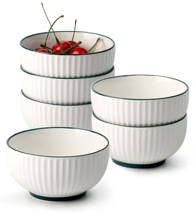 NUTRIUPS keramik schalen schüssel Satz von 6, 300ml Porzellan schüssel klein weiß, 4.5 Zoll müslischüssel, dessertschalen