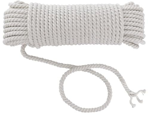 Vueinrg Baumwollseil 10mm x 10m Weiß Baumwollkordel Baumwollschnur Makramee Garn Baumwollgarn Dick Kordel Tauseil Boho Deko Macrame Cord Geflochten für DIY Handwerk Bastelarbeiten