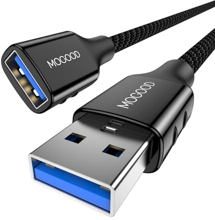 MOGOOD câble d'extension USB 1m câble d'extension USB câble d'extension USB 3.0 extenseur USB type a mâle femelle transfert de données 5Gbps, compatible avec Lights, PC