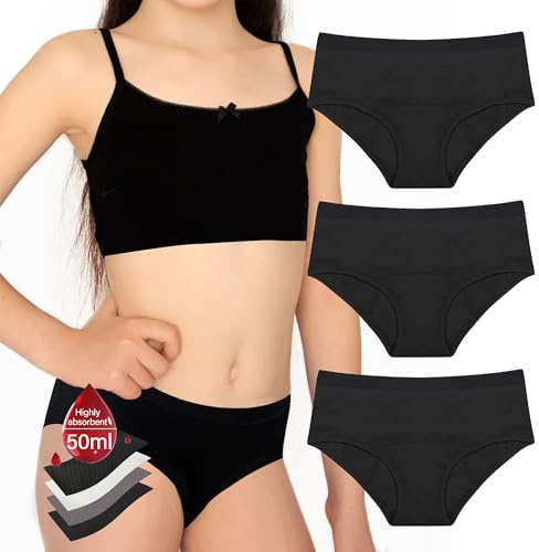 Joyo roy Periodenunterwäsche Mädchen Menstruation Unterwäsche Mädchen Unterhosen Perioden Unterwäsche Periodenunterwäsche Starke Blutung Teenie Period Panties Kinder Unterhosen 14-16 Jahre 3er Pack