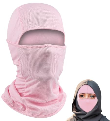 SUNXBUK Sturmhaube Motorrad Balaclava, Gesichtsmaske, Elastisch, Atmungsaktiv, Sonnenschutz, Winddicht, Multifunktions-Sturmhaube, Rosa, Unisex, Polyester, L, 20 UPF