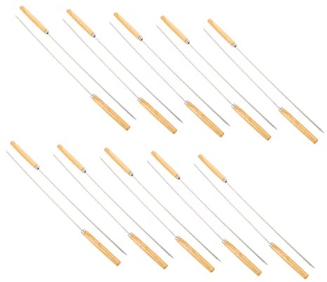 FONDOTIN 20pezzi Spiedini in Inossidabile Manico in Legno Utensili Per Barbecue Per Feste Pratici e Sicuri