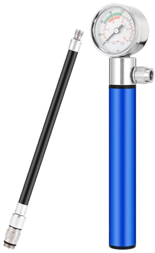 Veemoon Bomba Manual para Balones con Manómetro, Portátil de Aluminio, Color Azul, Inflador para Baloncesto, Voleibol y Bicicleta, Hinchador Deportivo Compacto para Fútbol y Balones