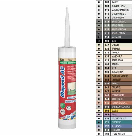 Mastic en silicone résistant à la moisissure Mapesil AC