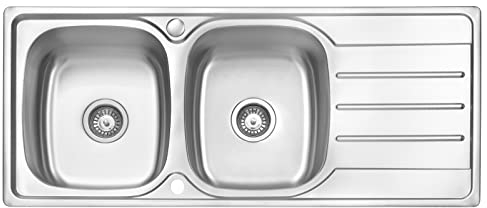 JASSFERRY Lavello da cucina 2 Vasca doppia in Acciaio Inox Spazzolato, scolapiatti reversibile Lavandino, con set di rifiuti