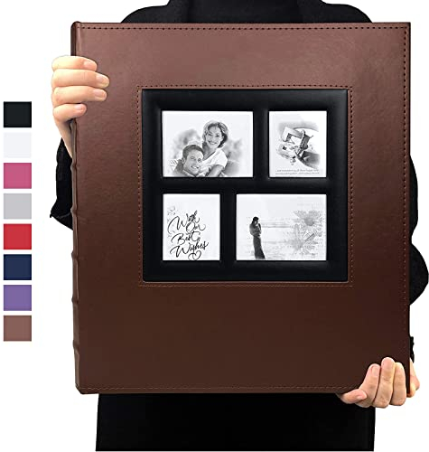 RECUTMS Photo Album 4x6 Pictures 600 Pockets Large Leather Baby Album Brown
