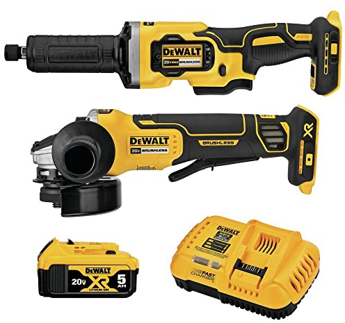 DEWALT 20V MAX Angle Grinder and Die Grinder, Cordless 2-Tool Set with Battery and Charger (DCK203P1)