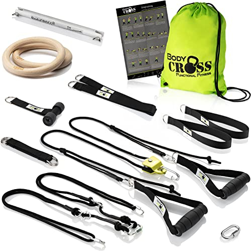 PREMIUM Schlingentrainer Komplett Set, Made in Germany, geprüft & zertifiziert, 2 Slingtrainer im Krafttraining Set mit Umlenkrolle, Türanker, Befestigung für zuhause und outdoor, 10 Jahre Garantie