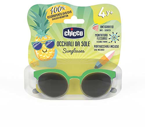 Chicco Occhiale da Sole Bimbo 4 Anni+, Lenti Resistenti e Antigraffio, Proteggono dai Raggi UVA e UVB, Montatura Flessibile, Custodia Portaocchiali Inclusa, per Bambini 4 anni