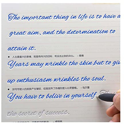 Fendawn Strive Hermoso cuaderno redondo de caligrafía inglesa, práctica de escritura a mano, cuaderno de entrenamiento con ranura