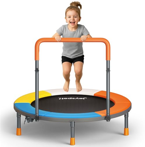 Trampolino pieghevole per bambini, 91,4 cm, mini trampolino piccolo con maniglia per interni ed esterni, regolabile in altezza, carico massimo 45,4 kg, tappetino per saltare per bambini
