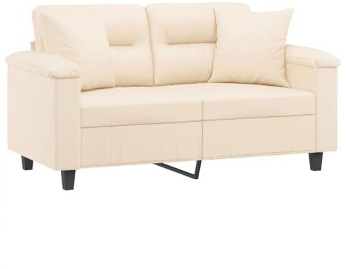 vidaXL 2-sitssoffa med prydnadskuddar beige 120 cm mikrofibertyg, 2-sitssoffa, tvåsitssoffa, 2 sitssoffa, 2-sitssoffor, tvåsitssoffor, 2 sitssoffor