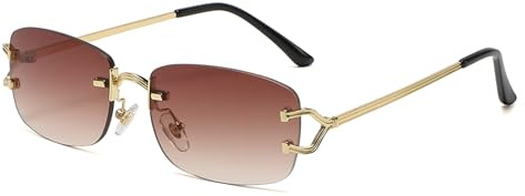 LumiSyne Gafas De Sol Sin Montura Rectangulares Mujer Hombre Marco Cuadrado Pequeño Vintage Lentes Transparente Gradiente UV400 Antirreflejos Anteojos Lentes De Sol Moda Para Conducir Viajes Vacación