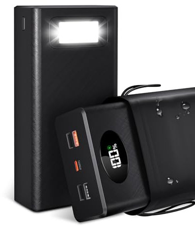 Powerbank 50000 mAh Caricatore portatile: batteria esterna a ricarica rapida da 22,5 W, Power Bank con 5 uscite e 2 ingressi e torcia 25000 mAh× 2