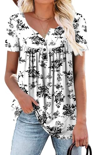 CHICZONE Women's Short Sleeve Shirts Tops Summer Tunic Loose Fit Tshirts for Leggings