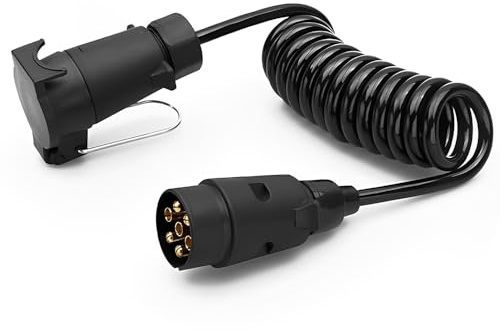 Afenau Enchufe Remolque 7 Pines 2M, Adaptador 7a 7 Pines, Cable Remolque 7 Polos, Enganche Remolque para Caravana Coche Tractor RV Camión