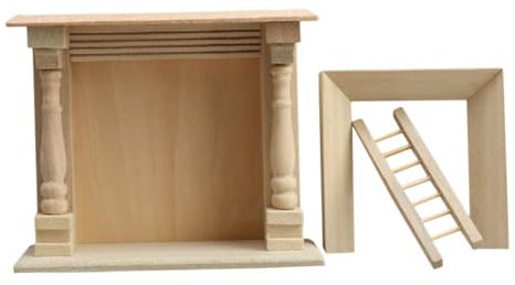TOYANDONA Dollhouse Miniature Wood Unfinished Furniture Accessoire Décoratif Bois pour Maison De Poupée Mobilier De Scène Miniature avec Cheminée Bois à Personnaliser