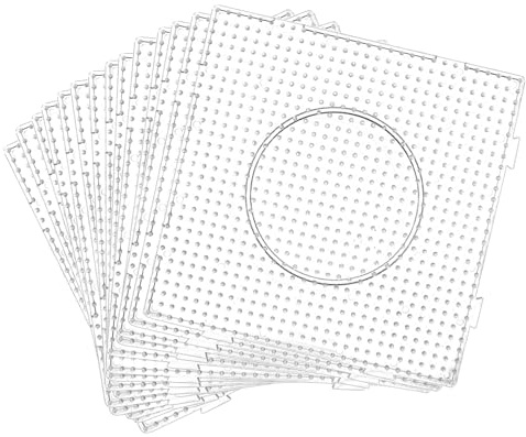MUXHEL Lot de 14 plaques de perles à repasser, plaques enfichables de 5 mm, plaque carrée de 15 x 15 cm, plaque de perles à repasser, plaques perforées transparentes, pour modèles de puzzle