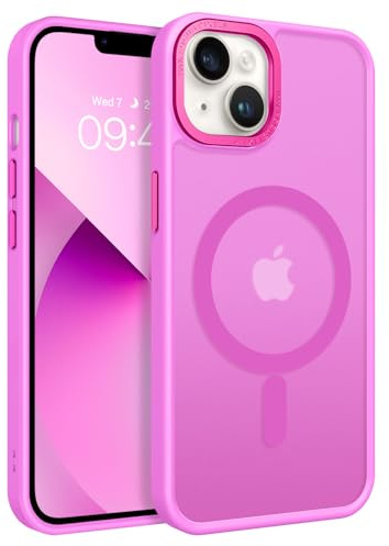 GaoBao Cover Magnetica per iPhone 13/iPhone 14, [Compatibile con MagSafe] Custodia Traslucida Opaca Protettiva Sottile Antiurto Retro Resistente Anti-Scivolo Case, Bacca Viola
