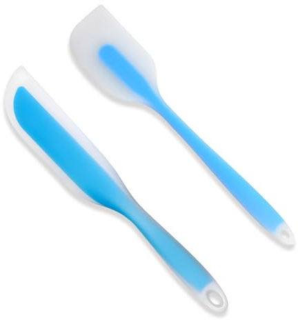 Silikonspatel för köket, NAJILI degspatel värmebeständig 2-delad flexibel kökspackel, bakning och matlagning spatel (blå)