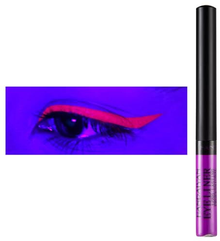 Eyeliner impermeabile UV Glow Neon, opaco eyeliner liquido, resistente alle sbavature, lunga durata, alta resa cromatica, set regalo per donne e raggi UV, viola intenso