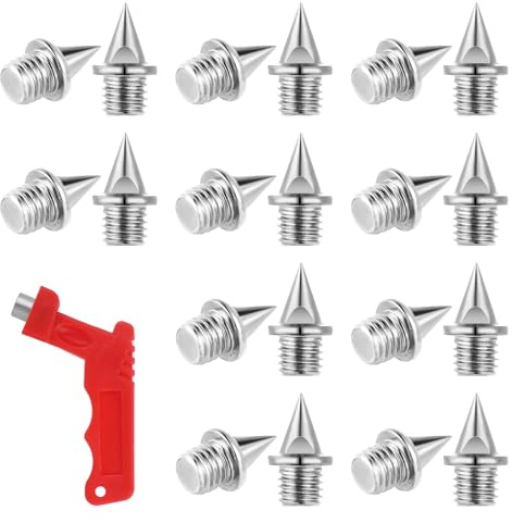Lot de 50 crampons en acier inoxydable 7 mm pour l'athlétisme, la piste pyramidale et le cross-country avec clé à pointe, pointes de rechange pour chaussures de golf, chaussures de sport, chaussures
