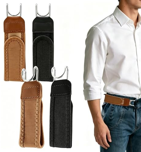 SHICEPET Buckleless Stretch Belts for Men & Women - Adjustable No-Buckle Elastic Belts with Metal Hook, Fits Pants Jeans with Stretch Belt Loops