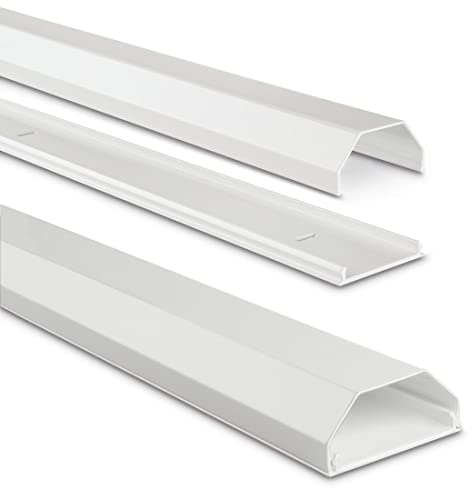 Hama Stabiler Kabelkanal aus Aluminium Weiß (1,1 Meter Länge, für 8 Kabel, robuste eckige Metall Kabelabdeckung, inkl. Schrauben und Dübel)