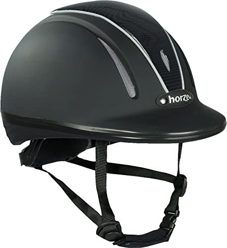 horze Pacific Reithelm Verstellbarer Helm VG1 Defenze, Schwarz/Schwarz(BL/BL), XS-S