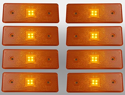 flexzon 8pcs LED Orange Side Marker Light Indicator 24V For Truck HGV Trailer Lorry Bus Cab