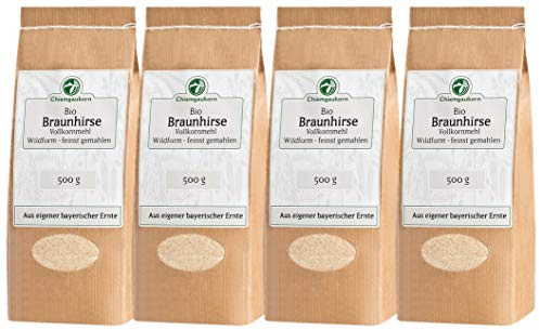 Chiemgaukorn Ekologisk brun hjortjöl fullkorn förvaringsset, 4 x 500 g