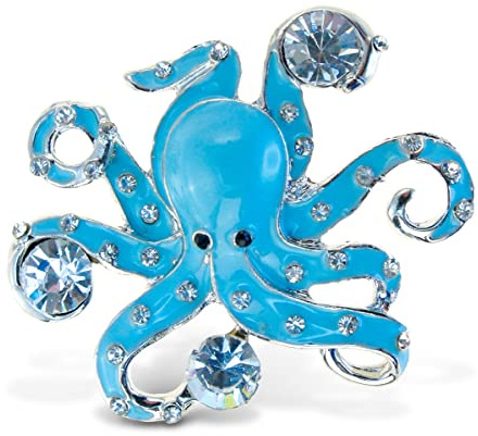 CoTa Global Octopus Sparkling Fridge Magnet - Blue & Silver Rhinestone Decor, Ocean Decor Cute Magnets for Whiteboard, Locker Accessories & Office - 2 Inches