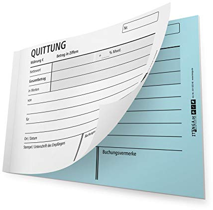 itenga Quittungsblock mit Durchschlag selbstdurchschreibend DIN A6 2x25 Blatt