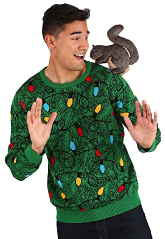 Fun Costumes Squirrel in The Christmas Tree Ugly Sweater Adult 3D X-Large Green