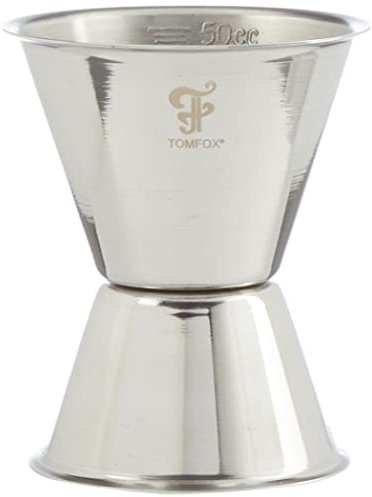 Tom Fox 4000948014202 Misurino Jigger con Graduazione Interna 10/50 ml. -Acciaio Inossidabile Inox, Argento