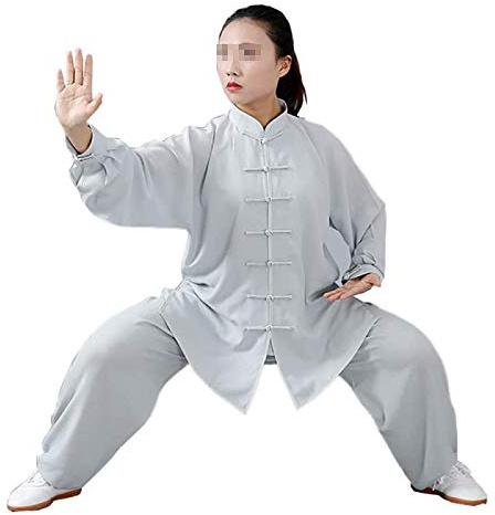 FLY FLU Tai Chi Kung-Fu Taiji Tang Anzug Tai Chi Kleidung Morgengymnastik Kleidung Kung Fu Kleidung Kampfkunst Kleidung Baumwolle Leinen - （Kleidung Und Hose）,Cyangray-M