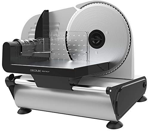 Cecotec Aufschnittmaschine Elektrische Allesschneider Rock'nCut. 150-W mit Einer Scheibe von 190 mm Durchmesser und einem stufenlosen Einstellsystem mit maximaler Präzision der Dicke von 0 bis 15 mm