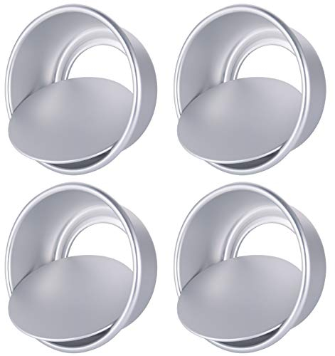 Opopark 4 Pack 4 Inch Round Cake Tin Set with Loose Base Non-Stick Aluminum Cake Pan with Removable Bottom Baking Mould Pan for Birtyday Wedding Party Cake Baking
