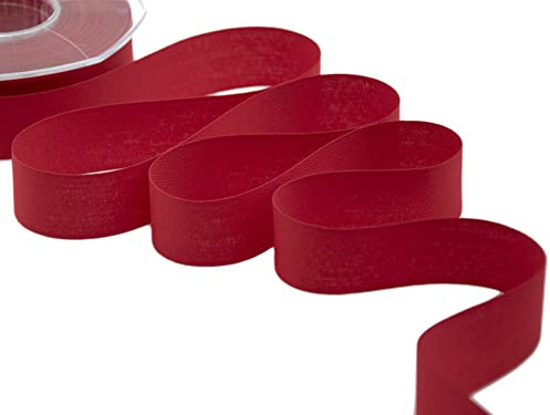 Furlanis - Cinta de Polialgodón, Decoración de Regalo Cajas Flores Boda Navidad, Tela Italiana - Rojo, 25 mm x 25 m