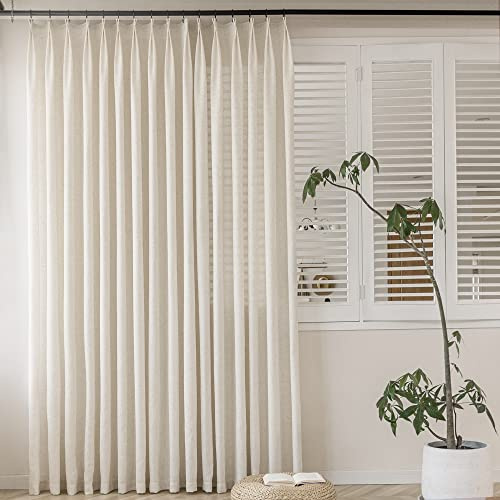 MAIHER Cortinas Plisadas semitraslúcidas de Lino sintético para Sala de Estar, Paneles de Cortina Plisadas filtrantes de luz y con Ganchos para Barra Transversal (Lino, 1 Panel, 183 cm de Ancho x 244