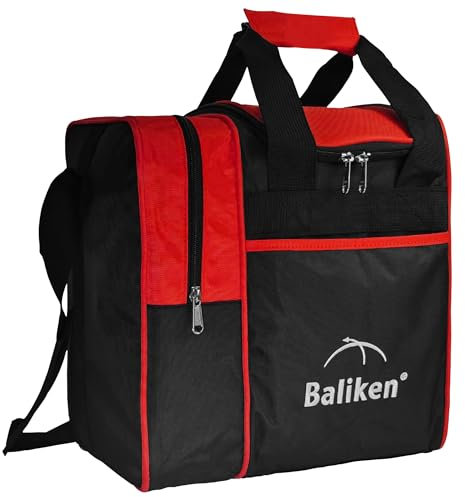 BALIKEN Bowlingballtasche mit gepolstertem Ballhalter, die Bowlingtasche passt für 1 Bowlingball und ein Paar Herrenschuhe in Größe 13 (rot)