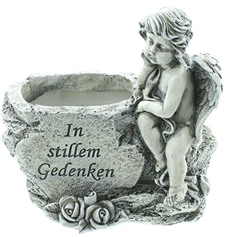 FRANK FLECHTWAREN Petit ange en polyrésine pour planter avec du film plastique Dimensions : 15 x 9 x 15 cm