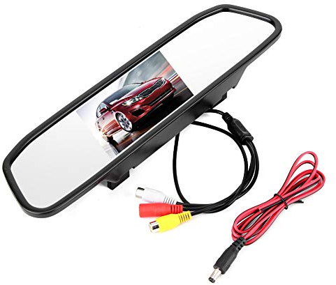 Rückspiegel-Kameramonitor, 4,3-Zoll-Auto-Rückspiegelmonitor HD-TFT-LCD-Bildschirm 2-Kanal-Videoeingang