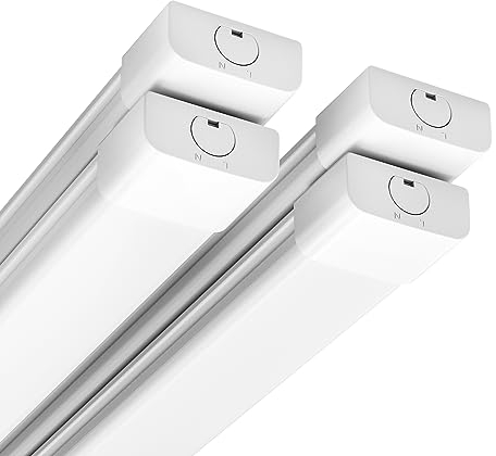 Anten 4stk Feuchtraumleuchte LED 150cm, 45W 4950LM LED Neonröhre, Kalteweiß 6000K Feuchtraumlampe, IP65 Wasserfest Wannenleuchte, Werkstattlampe, Kellerleuchte, Deckenleuchte für Büros Lager Garage