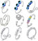 VIKY® 9 Stück Verstellbare Anti Stress Ring, Linderung von Ängsten und Antistress Ringe Silber,Angst Spinning Ring mit Diamant,Offene Spinner Ring Damen,Anxiety Ring Stressringe für Mädchen und Frauen